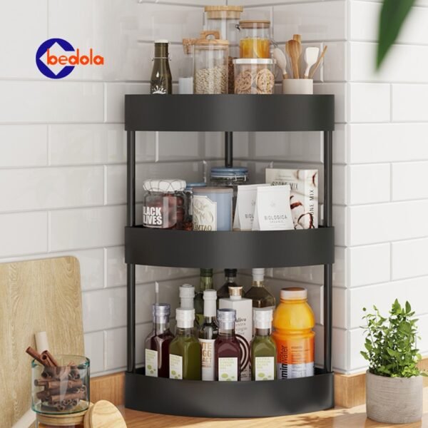 Rak dapur susun sudut 3 tingkat