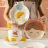 Piring Mangkok Keramik Saji Motif Kartun Ala Korea