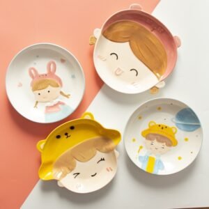 Piring Mangkok Keramik Saji Motif Kartun Ala Korea