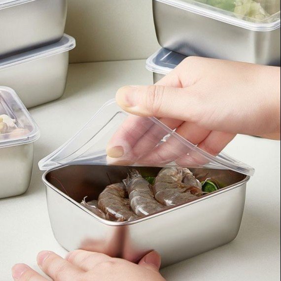 Kotak makanan kulkas stainless anti karat buah sayur daging