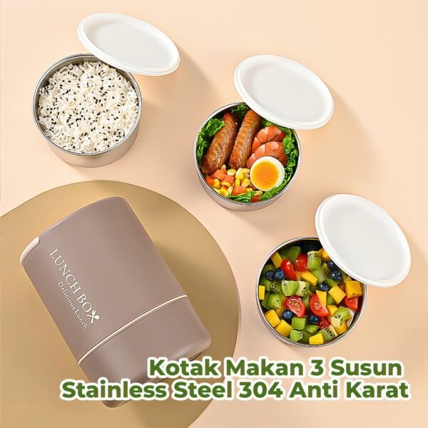 Lunch Box Stainless 3 Susun Tempat Makan