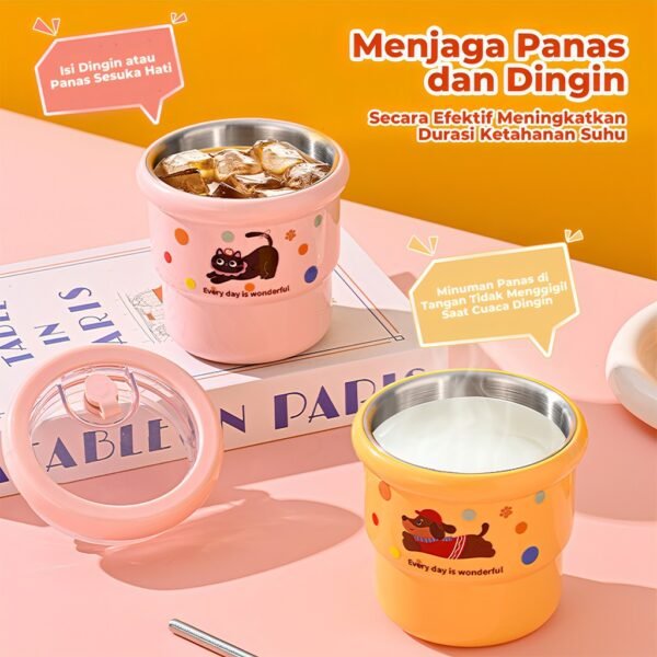 Tumbler Gelas Stainless Karakter Anti Tumpah 500ML