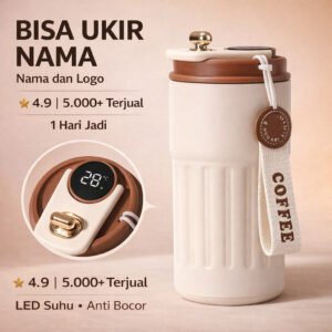 Tumbler LED Suhu 450ml Stainless - BISA UKIR NAMA