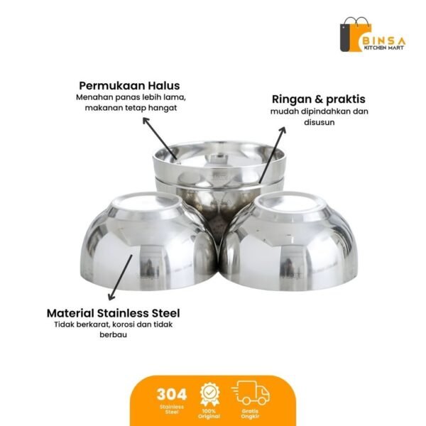 Mangkok Stainless Korea Tebal