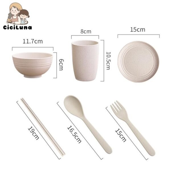 Peralatan Makan Set 6 in 1 Plastik Piring Mangkuk Gelas Sendok Piring