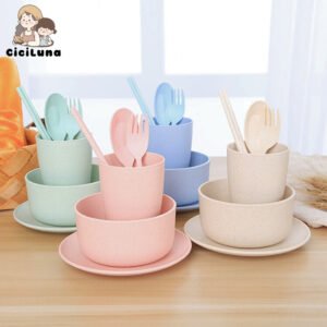 Peralatan Makan Set 6 in 1 Plastik Piring Mangkuk Gelas Sendok Piring