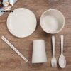 Peralatan Makan Set 6 in 1 Plastik Piring Mangkuk Gelas Sendok Piring