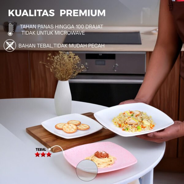 Piring Saji Persegi Melamin Extra Tebal Elegan Mewah