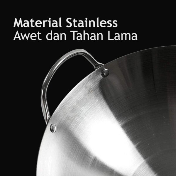 Qiek Wok Stainless Steel Kuali Wajan Penggorengan Anti Lengket 32cm