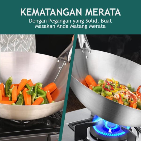 Qiek Wok Stainless Steel Kuali Wajan Penggorengan Anti Lengket 32cm