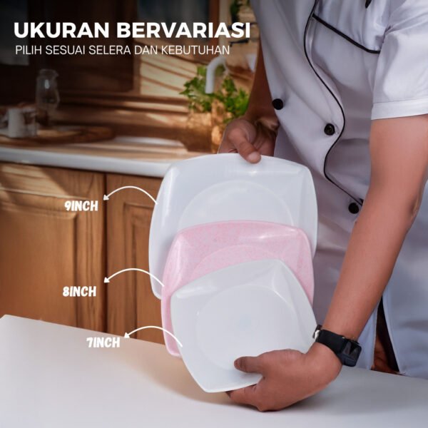 Piring Saji Persegi Melamin Extra Tebal Elegan Mewah