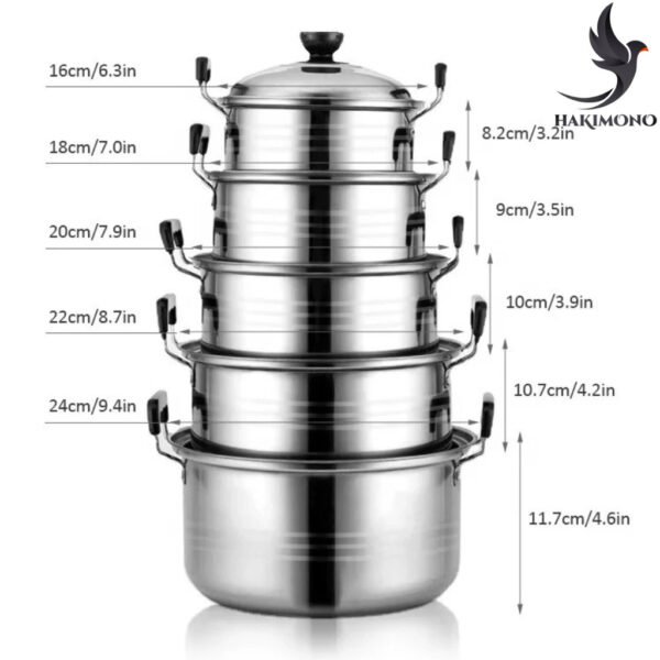 Panci 5 Set + Tutup Sainless 5 Set + 2 Pcs Saringan